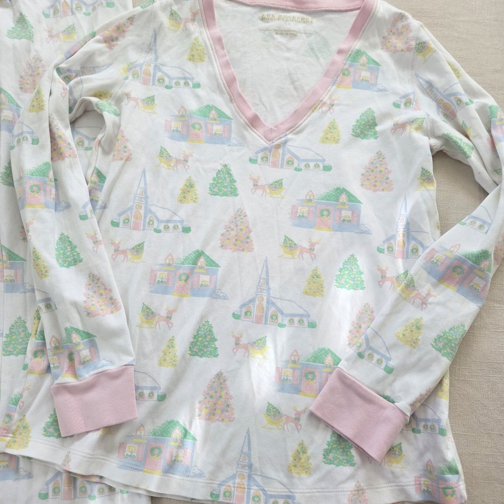 The Beaufort Bonnet Company Pajamas Pastel House Church Christmas XS 100% Cotton - Picture 2 of 9